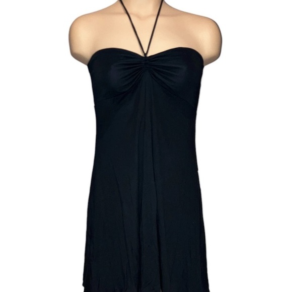 BCBG Maxazria Women Black Halter Swimsuit Cover Up Dress Size XXS Super Soft! - Picture 1 of 4